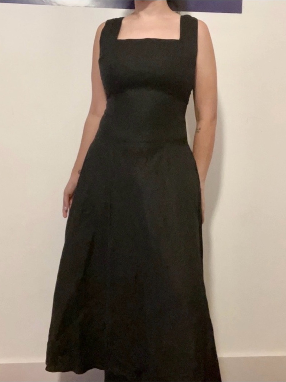 Country Road Black Linen Midi Dress